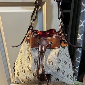Dooney & Bourke Tan and Brown Monogram Shoulder Bag